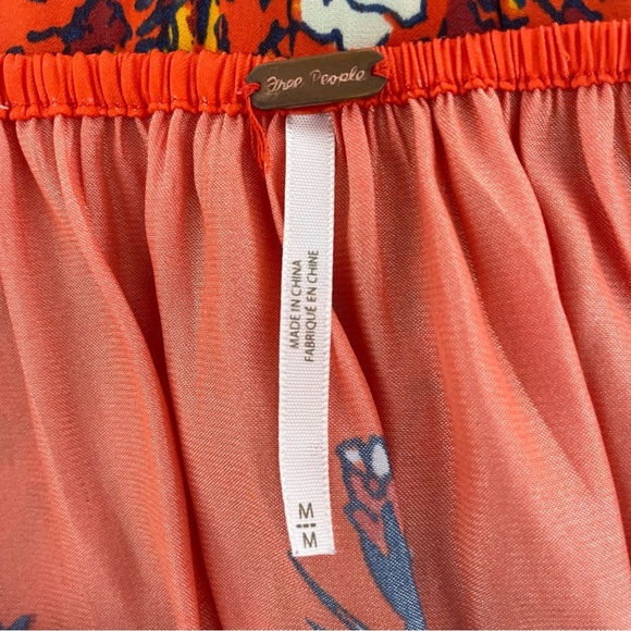 Free People Red Orange Positano Printed Blouse Top 37617 - Picture 6 of 10